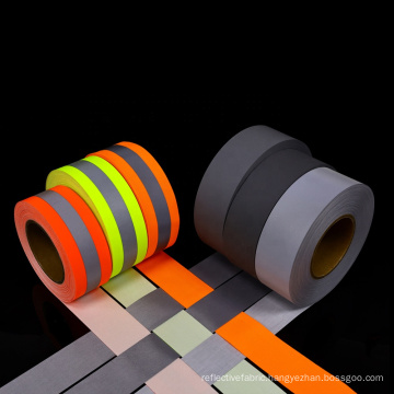 High visibility light grey reflective polyester fabric tape